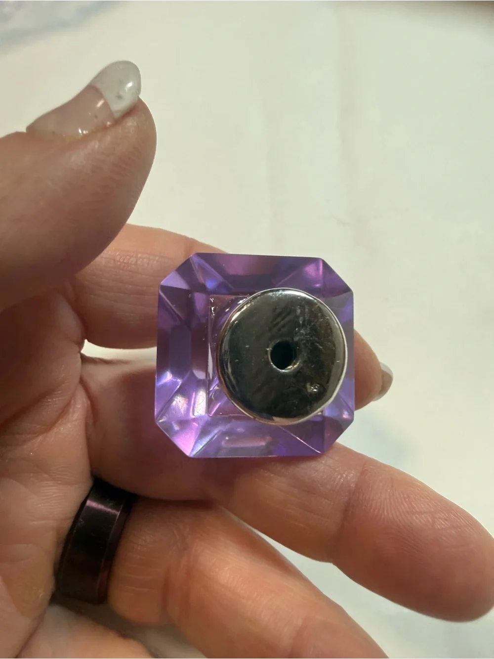 Lavender Crystal-like Resin Cabinet Knob with Silver Base - (Pk of 3)